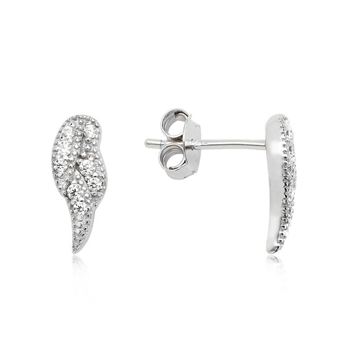 Silver Angel Wing Stud Earrings