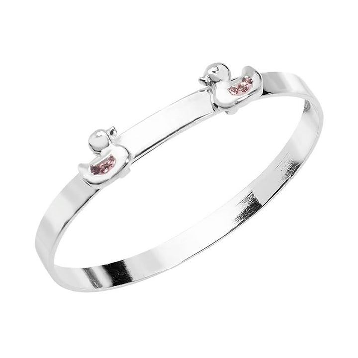 Sterling Silver 2 Little Ducks Baby Bangle