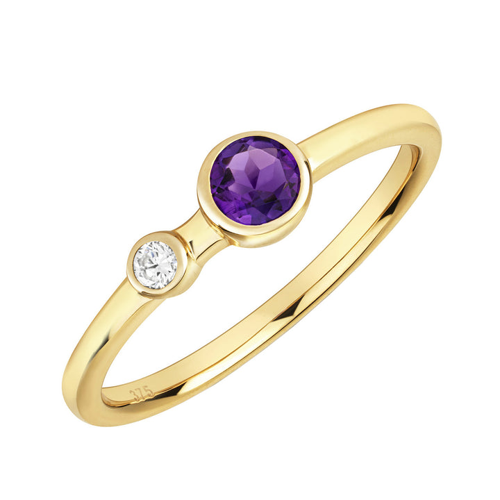 9ct Gold Amethyst & Diamond Orbit Ring