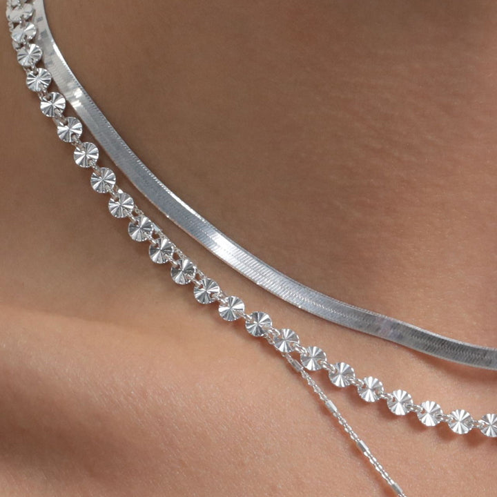 Sterling Silver Sparkle Disc Chain