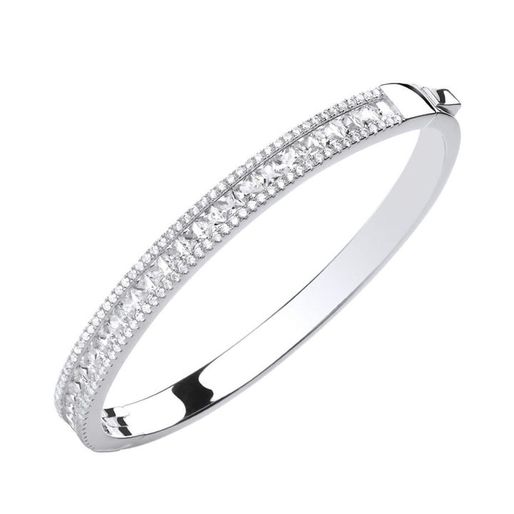 Silver Princess-Cut Cubic Zirconia Bangle