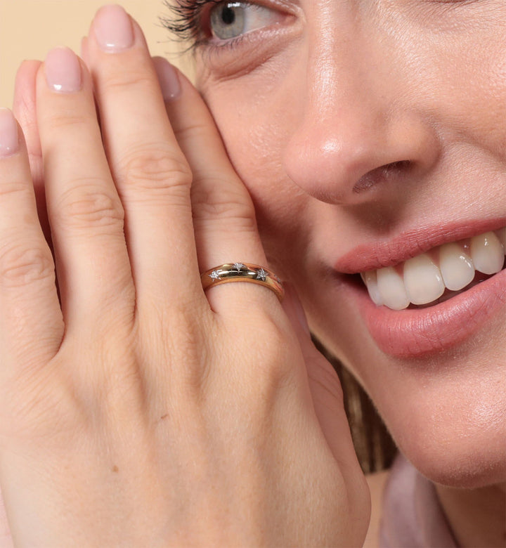 9ct Gold Starburst Dome Ring