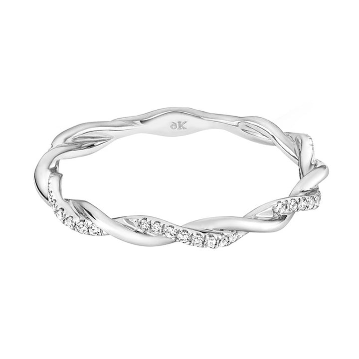 9ct White Gold 0.10ct Diamond Twist Ring