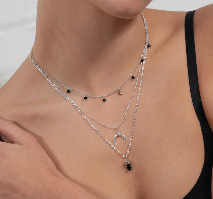 Sterling Silver Crescent Necklace