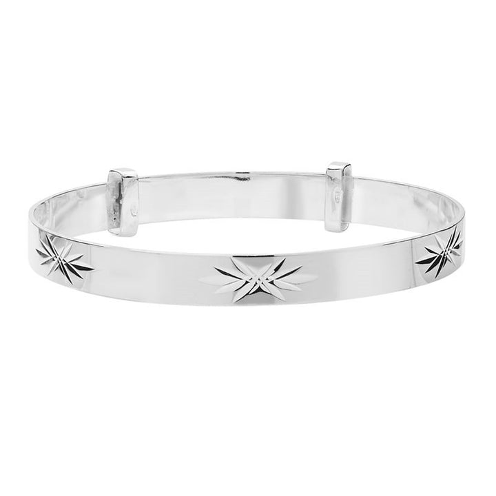 Sterling Silver Diamond Cut Expander Baby Bangle
