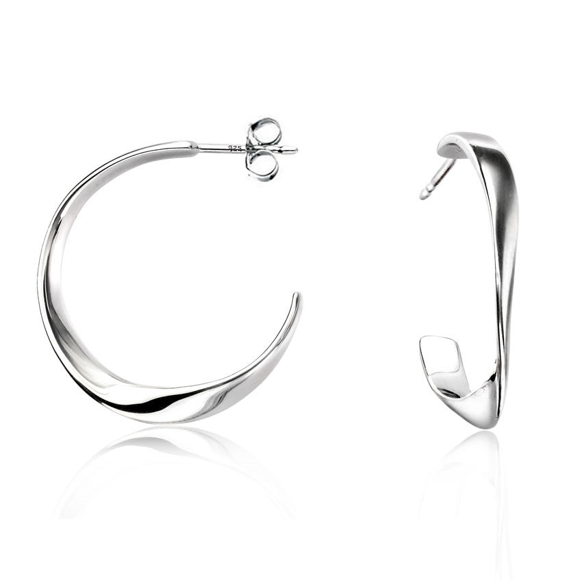 Sterling Silver Twisted Solid Hoop Earrings