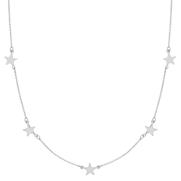 Silver Line of Stars Necklace
