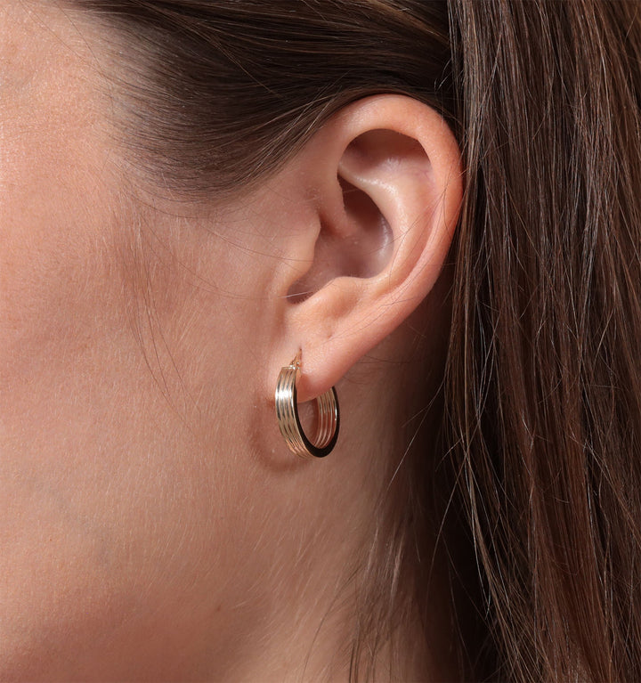 9ct Gold Ridged Hoop Earrings