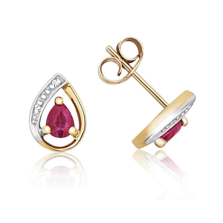 9ct Gold Ruby & Diamond Stud Earrings