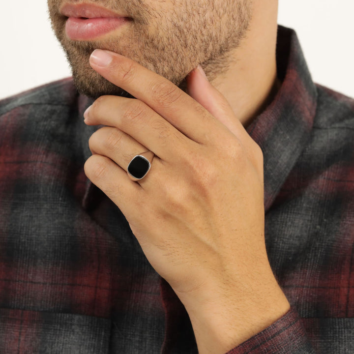 Men's Sterling Silver Black Onyx Signet Ring