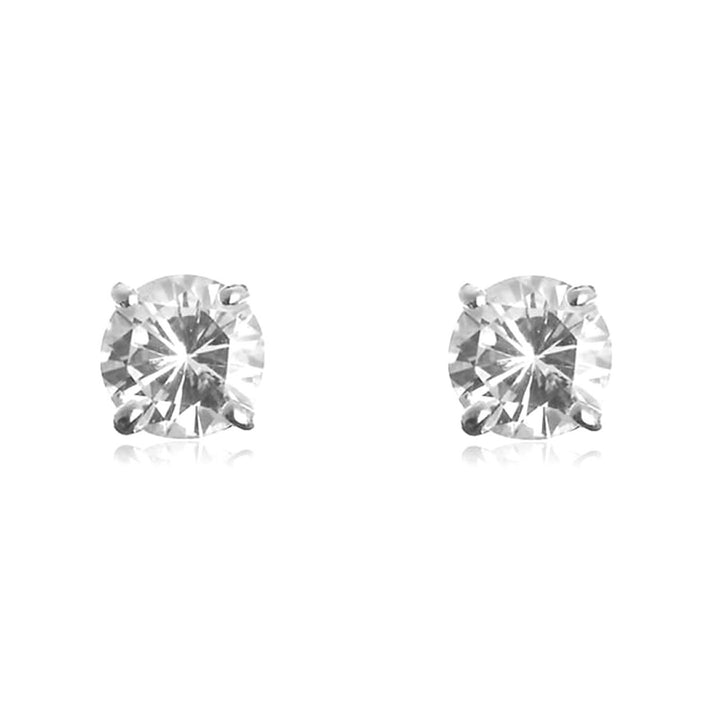 9ct White Gold Round CZ Stud Earrings