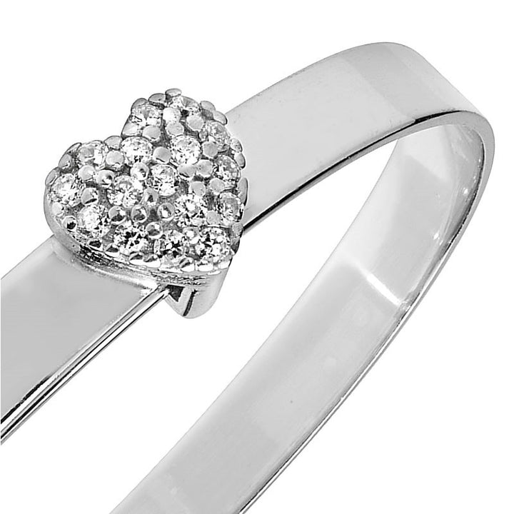 Silver Cubic Zirconia Heart Expander Baby Bangle