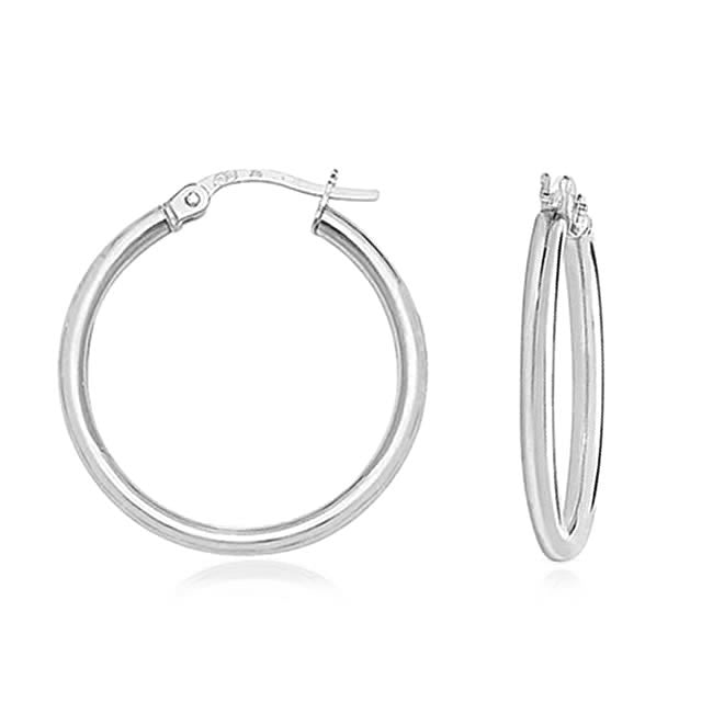 9ct White Gold Hoop Earrings 24mm
