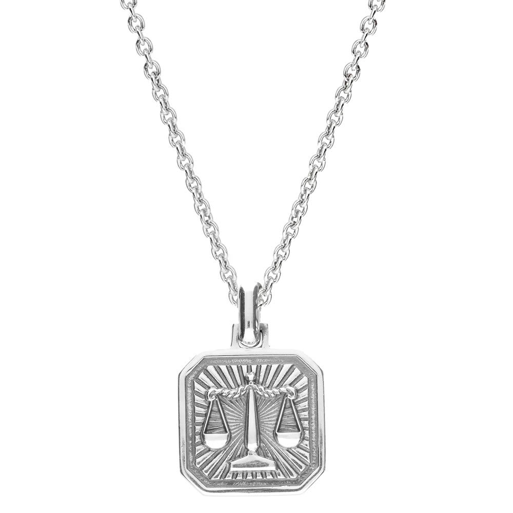 Men's Sterling Silver Libra Zodiac Pendant