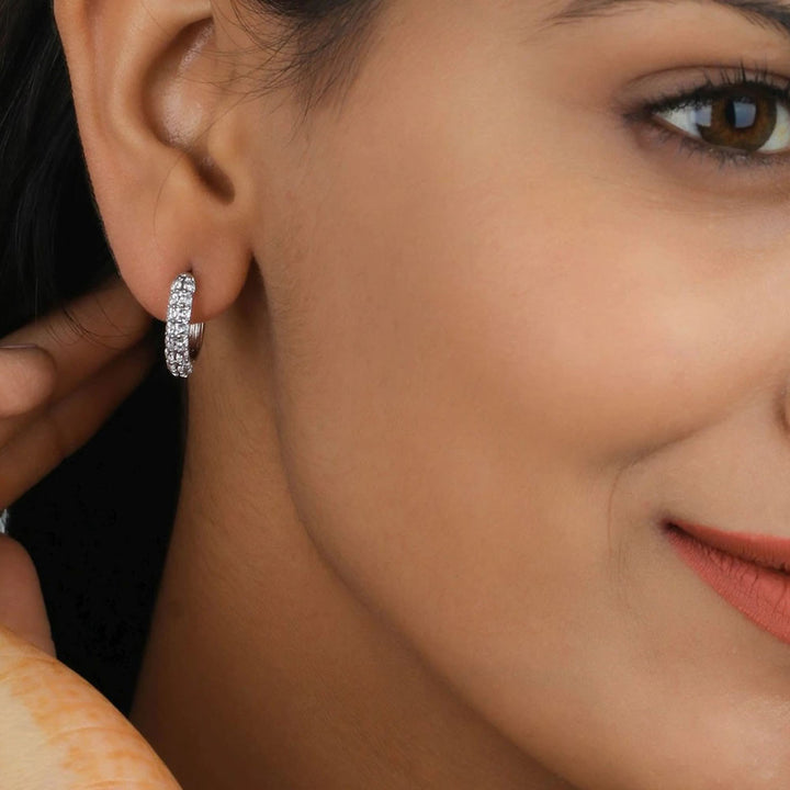 9ct White Gold Cubic Zirconia Hoop Earrings