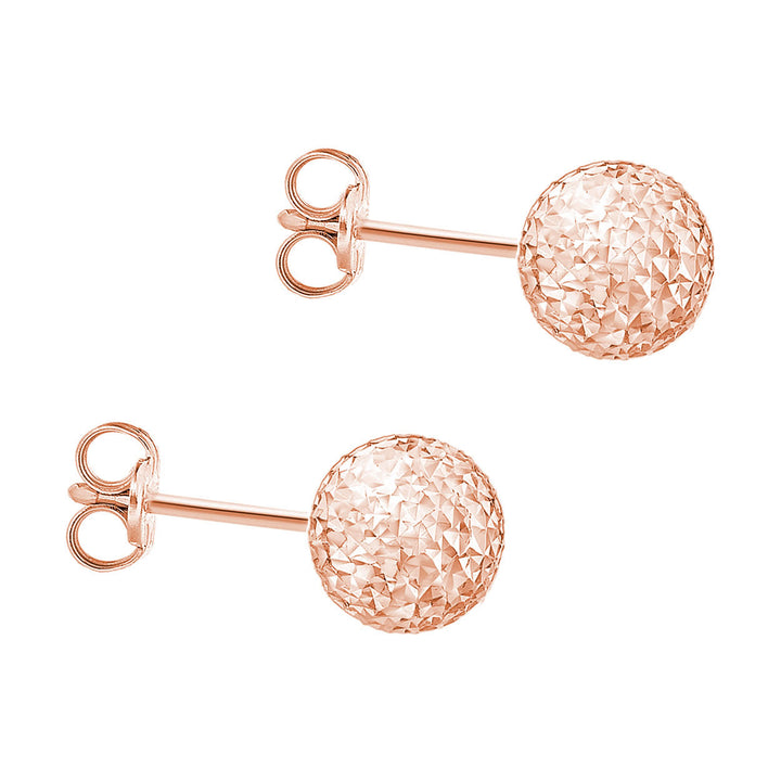 9ct Rose Gold Diamond Cut Ball Stud Earrings 8mm