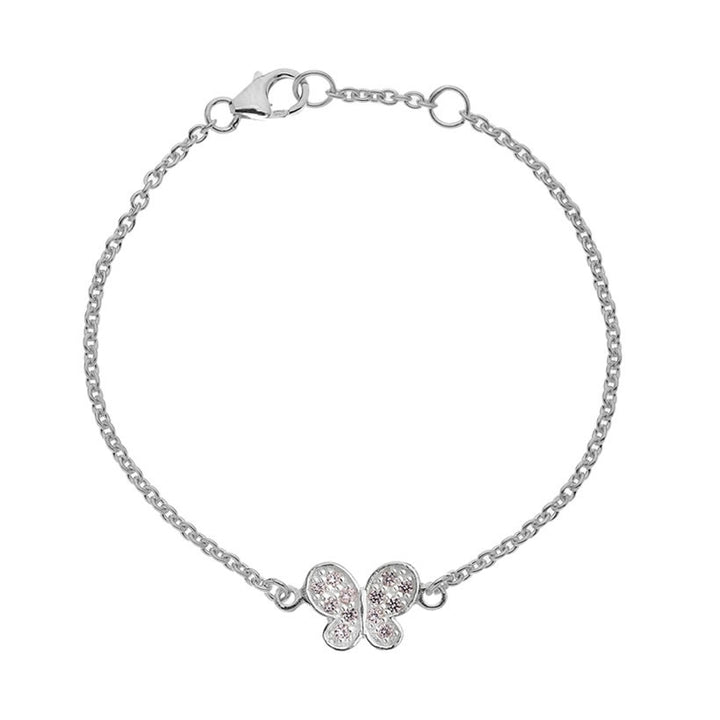Children's Sterling Silver Pink Crystal Butterfly Bracelet