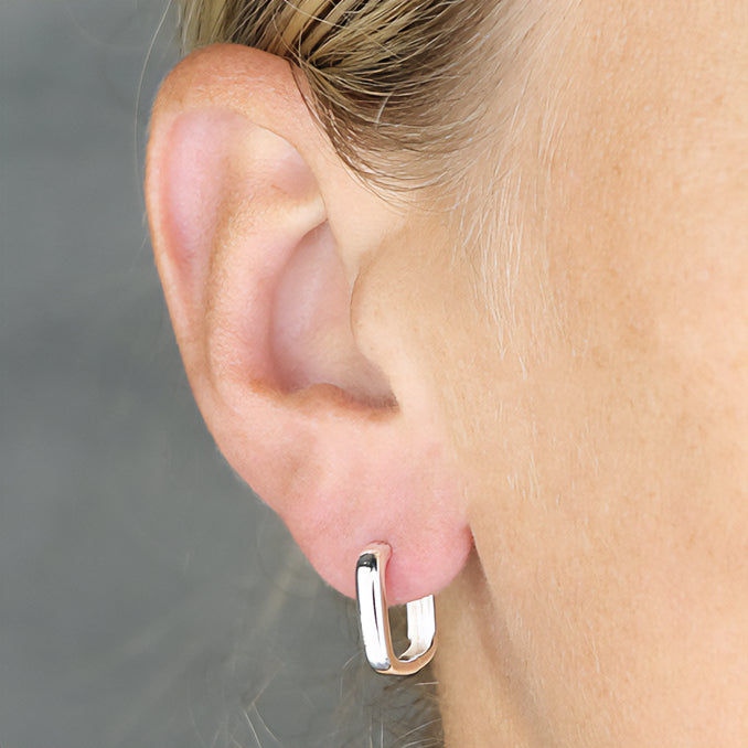 Sterling Silver Square Hinged Huggie Hoop Earrings