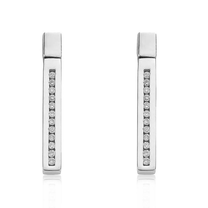 9ct White Gold 0.21ct Diamond Bar Drop Earrings