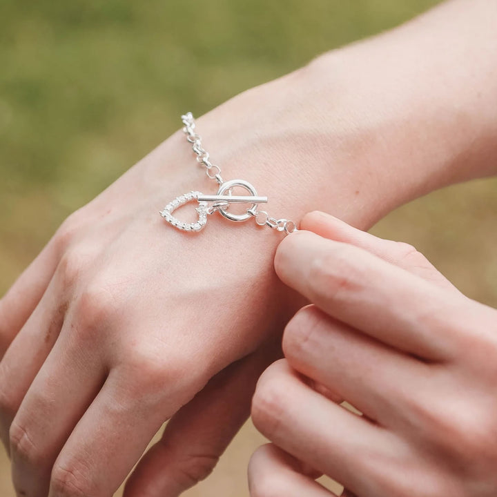 Silver Heart & T-Bar Bracelet