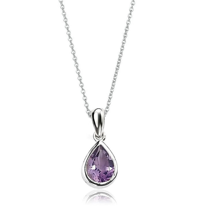 Sterling Silver Amethyst Teardrop Pendant