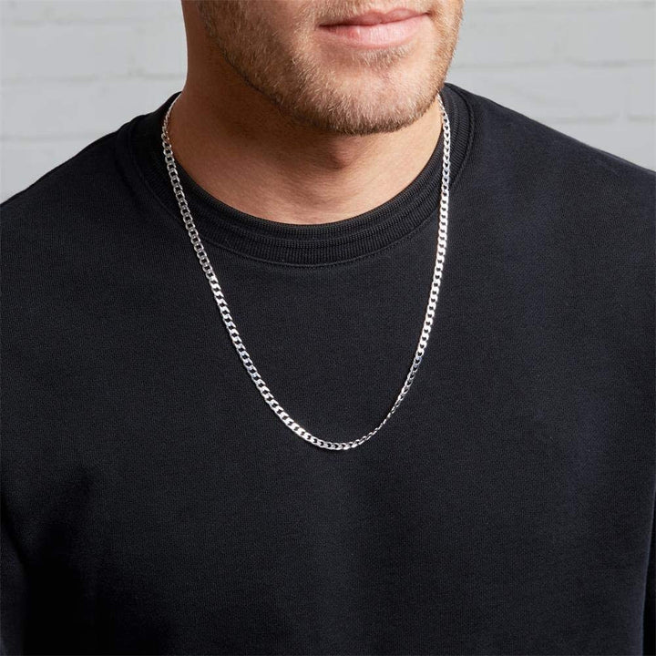 Men's Solid Silver Curb Chain Necklace 4mm