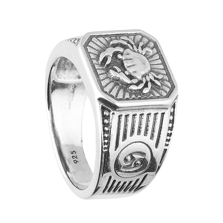 Men's Sterling Silver Cancer Signet Ring