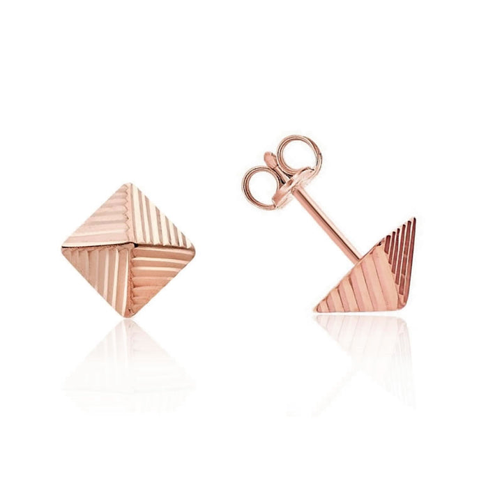 9ct Rose Gold Pyramid Stud Earrings