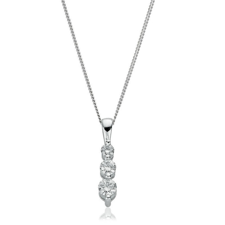 9ct White Gold 0.31ct Diamond Trilogy Pendant