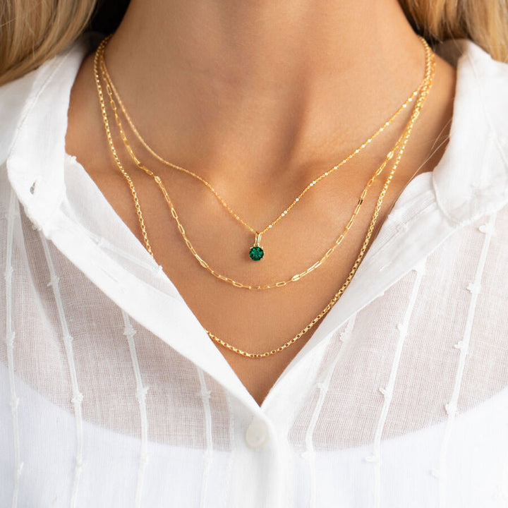 9ct Gold Created Emerald May Birthstone Pendant