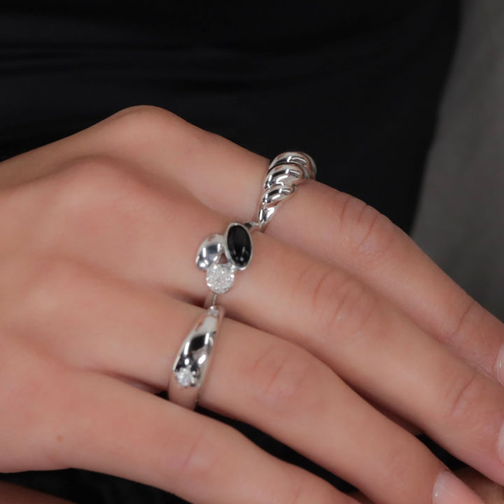 Sterling Silver Dome Twist Ring