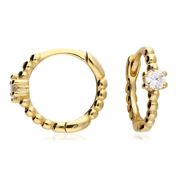 18ct Gold Plated Bead Mini Hoops