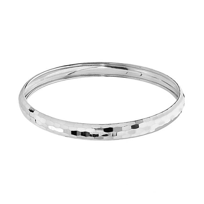 Sterling Silver Faceted Round Bangle