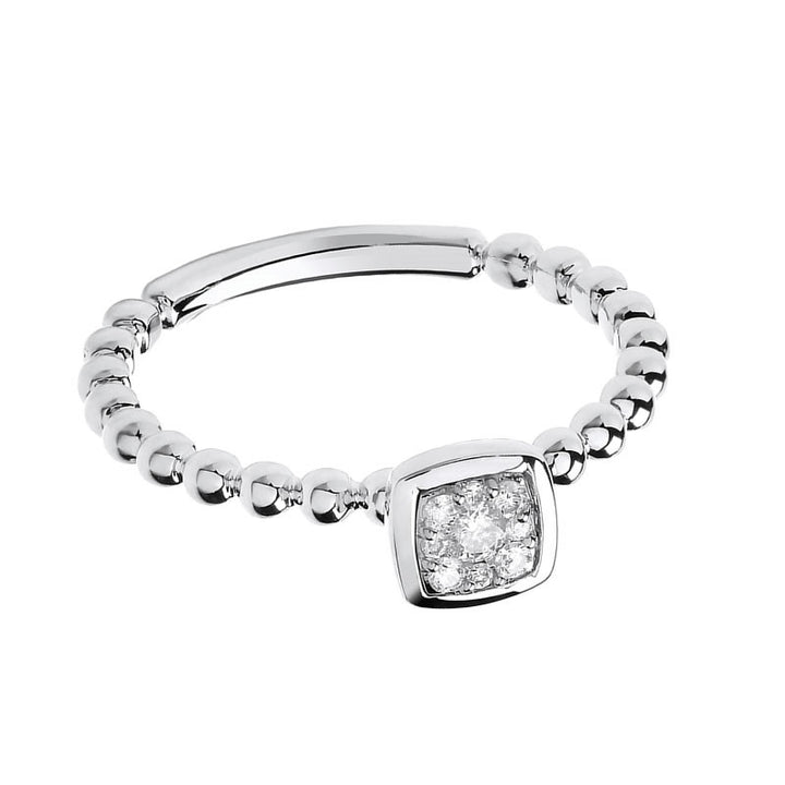 9ct White Gold Diamond Beaded Band Ring