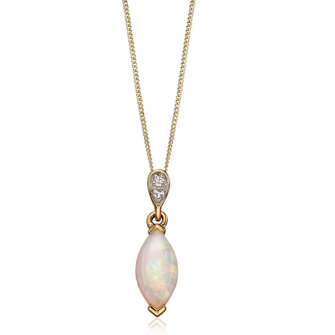 9ct Gold Opal & Diamond Pendant