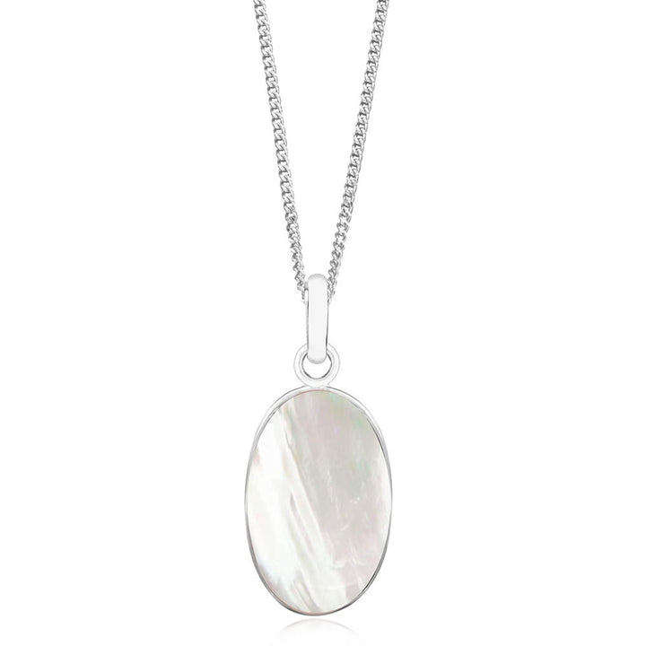 Sterling Silver Oval Mother of Pearl Necklace