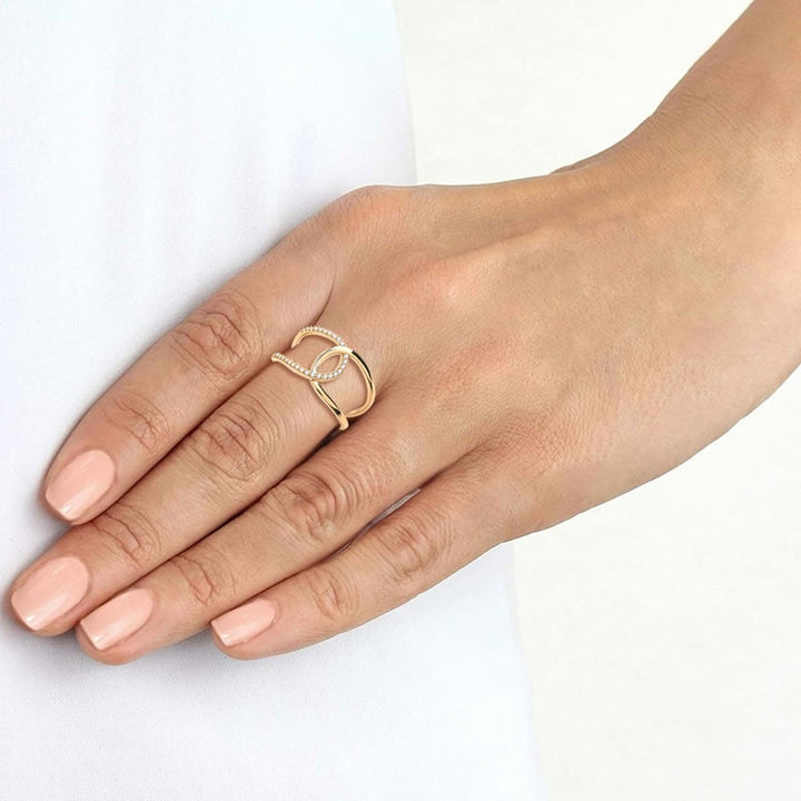 9ct Gold Pave Interlocked Ring