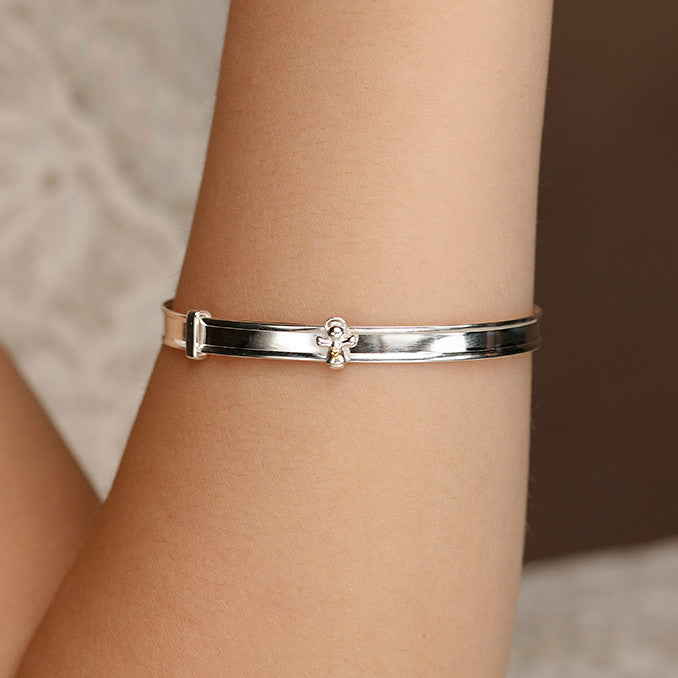 Silver Guardian Angel Baby Bangle