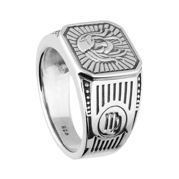 Men's Sterling Silver Virgo Signet Ring