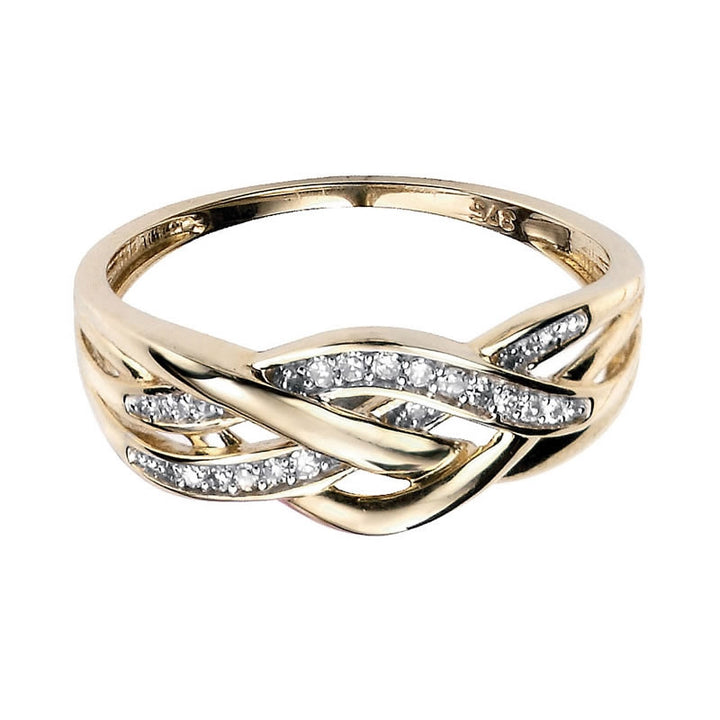 9ct Gold Diamond Crossover Ring