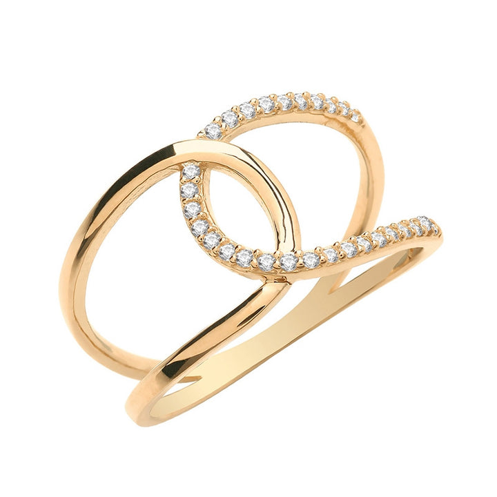 9ct Gold Pave Interlocked Ring