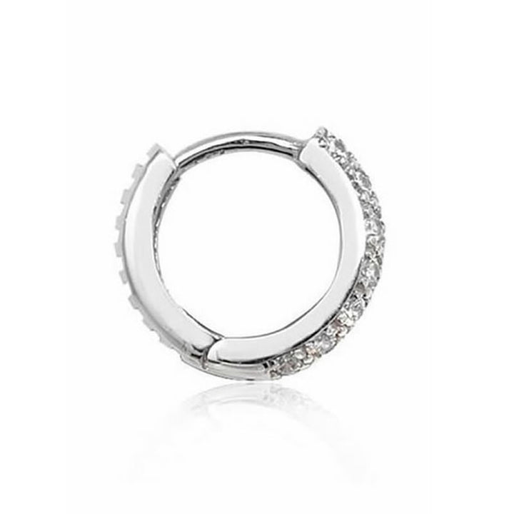 Men's 9ct White Gold Cubic Zirconia Hoop Earring