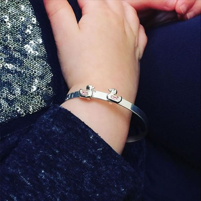 Sterling Silver 2 Little Ducks Baby Bangle
