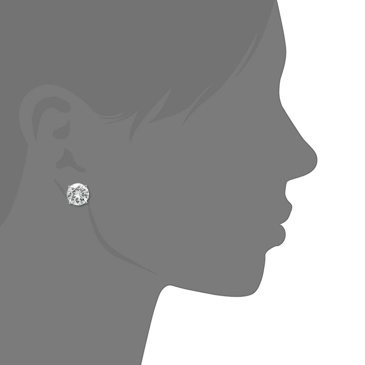 Silver Large Round Cubic Zirconia Stud Earrings 12mm