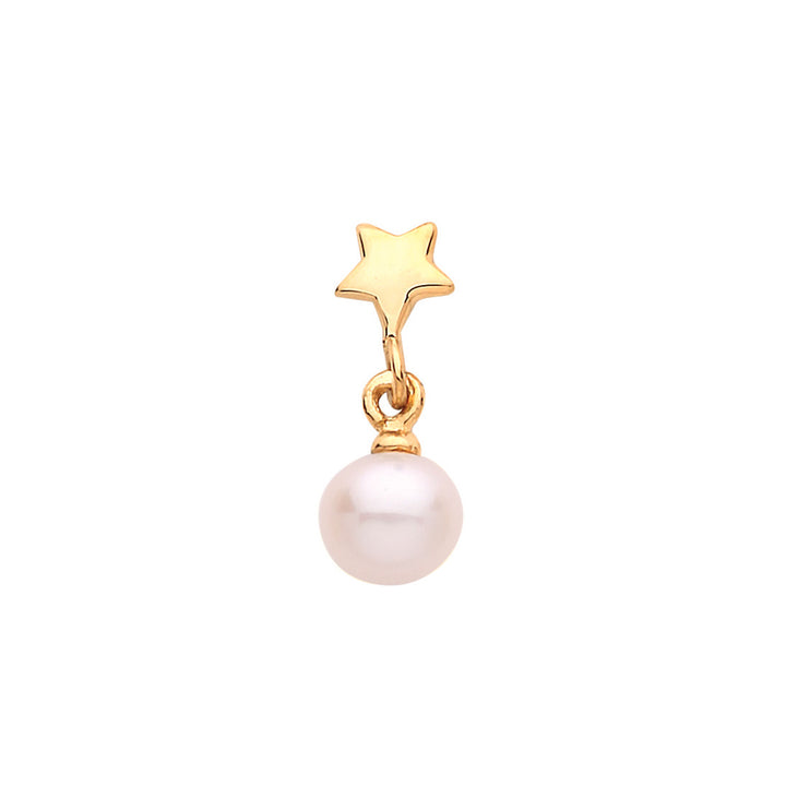 9ct Gold Star Pearl Dangle Cartilage Stud Earring