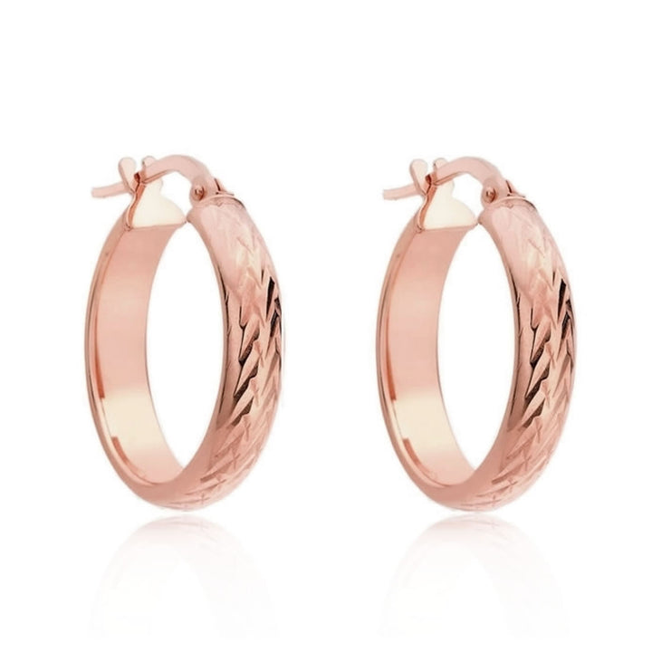 9ct Rose Gold Diamond Cut Hoop Earrings