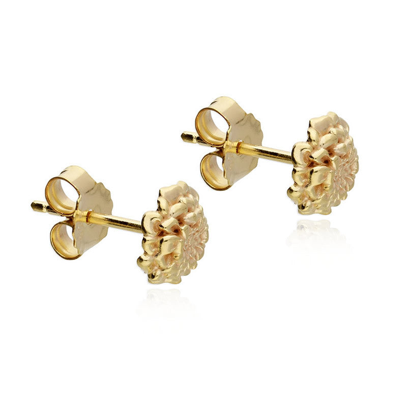 18ct Gold Plated October Birth Flower Marigold Stud Earrings