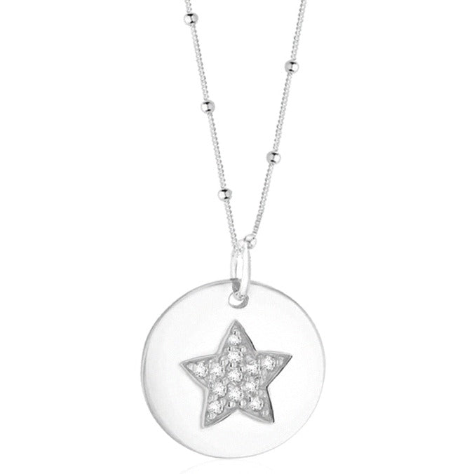 Sterling Silver Star Disc Necklace