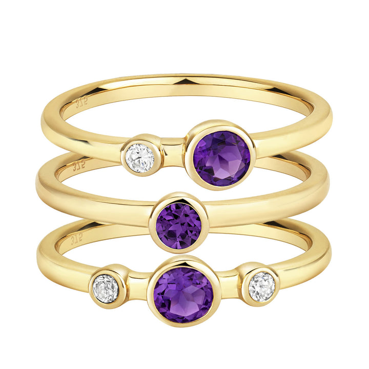 Amethyst stacking ring set