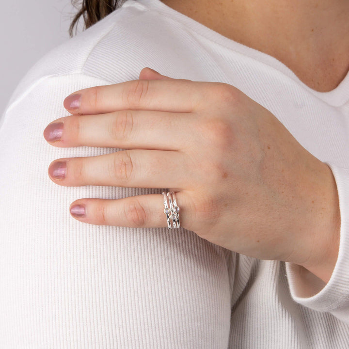 Sterling Silver Moonstone Stacking Ring Set